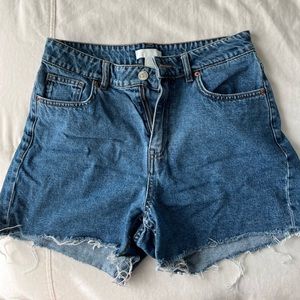 H&M high rise denim shorts